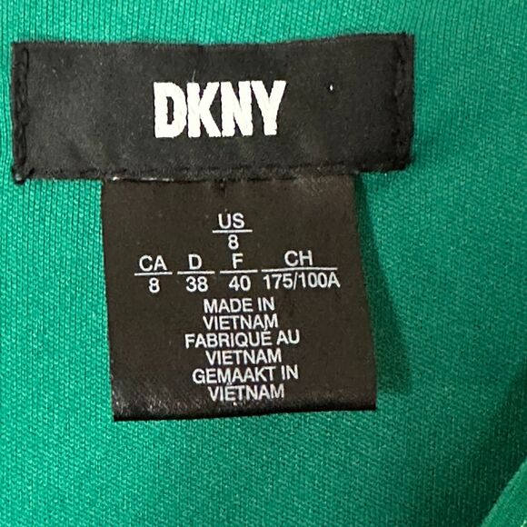 DKNY Green Dress Surplice Neck High Low Hem and 3/4 Length Sleeve Back Zip - Picture 2 of 8
